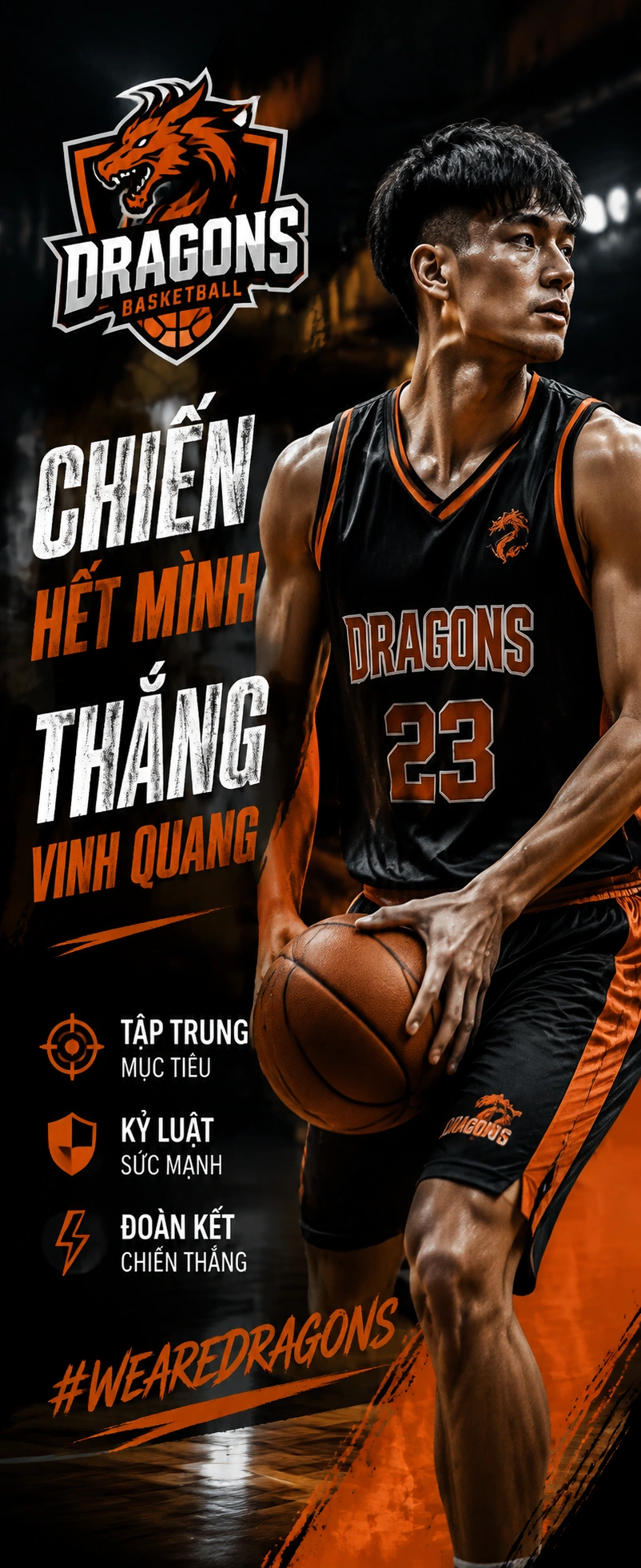 Cảnh thi đấu bóng rổ giàu năng lượng